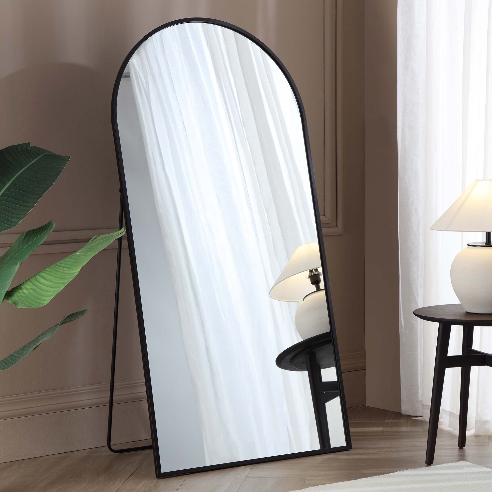 Dina Freestanding Arched Full Length Metal Frame Mirror 160 x 76 cm, Black