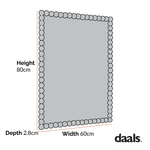 Luna Rectangular Bobbin Wall Mirror 80 x 60 cm, Washed White | daals