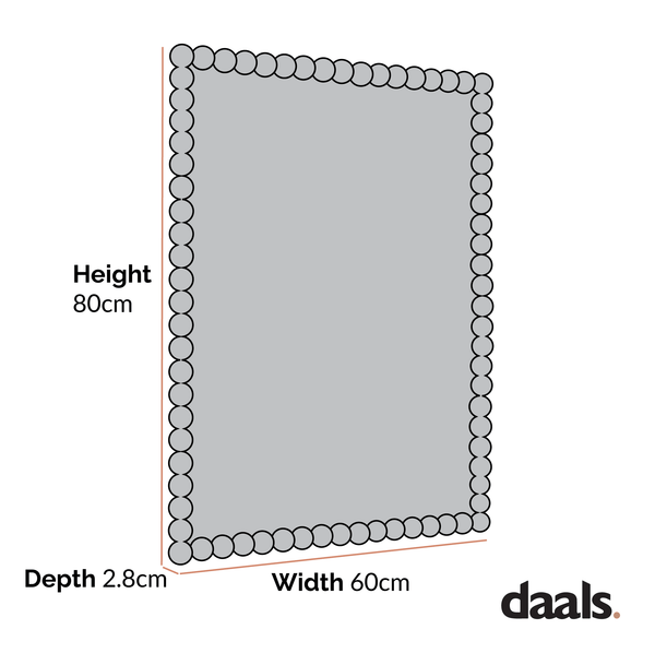 Luna Rectangular Bobbin Wall Mirror 80 x 60 cm, Washed White