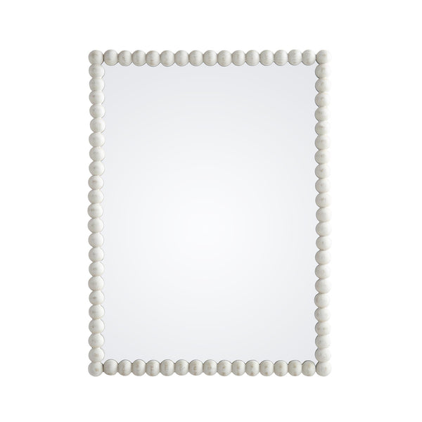 Luna Rectangular Bobbin Wall Mirror 80 x 60 cm, Washed White