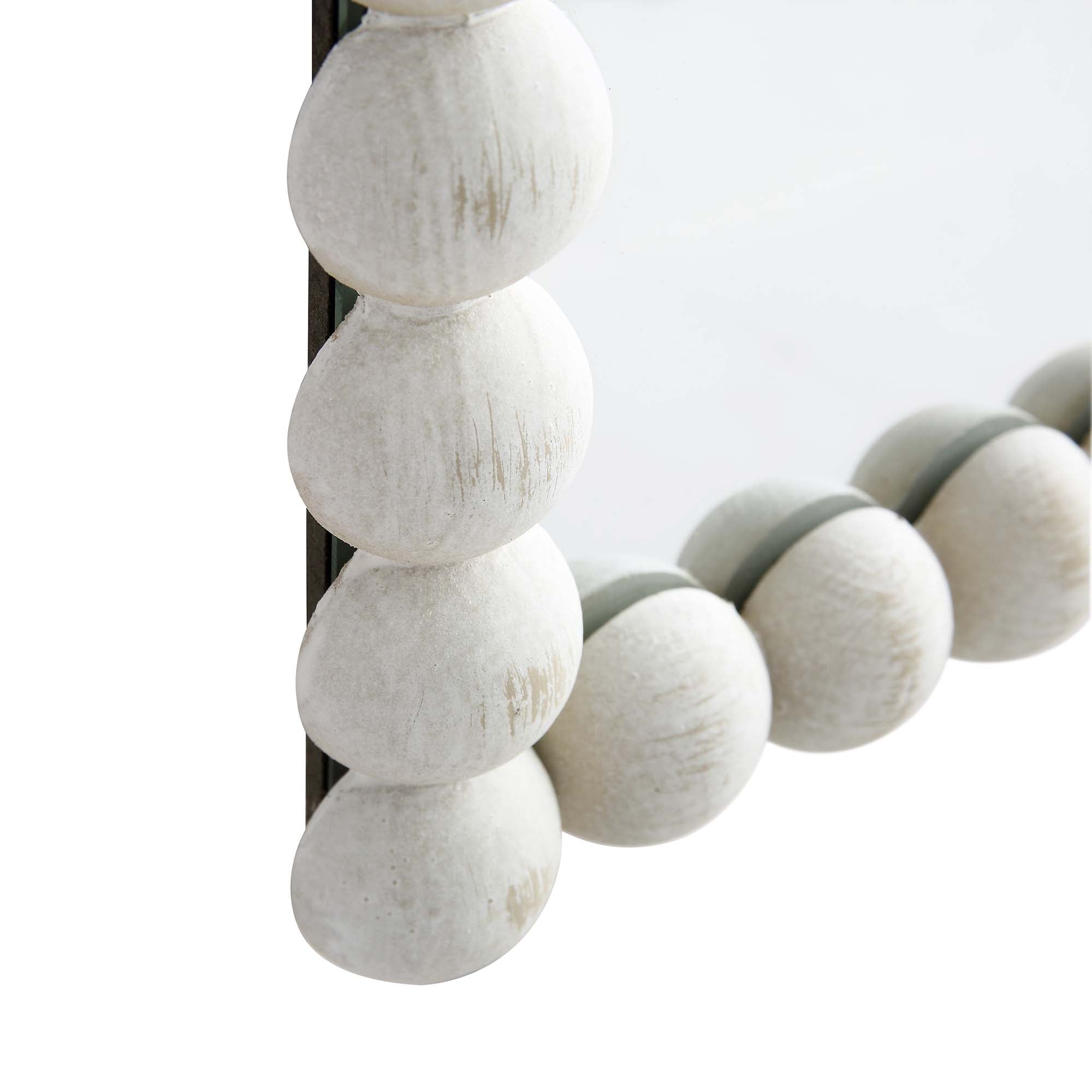 Luna Rectangular Bobbin Wall Mirror 80 x 60 cm, Washed White | daals