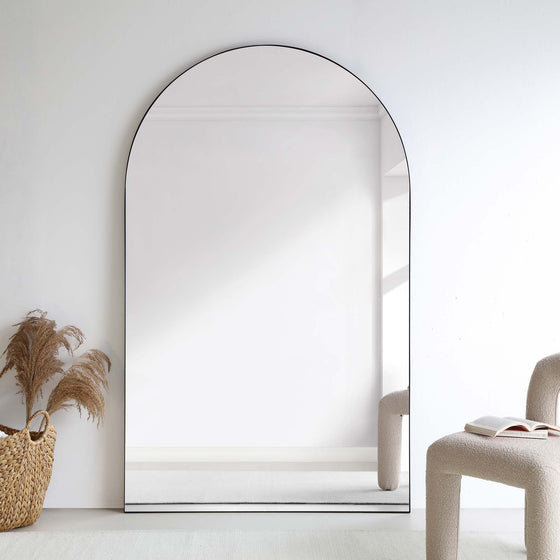 Eden Arched Full Length Metal Frame Mirror 180 x 110 cm, Black