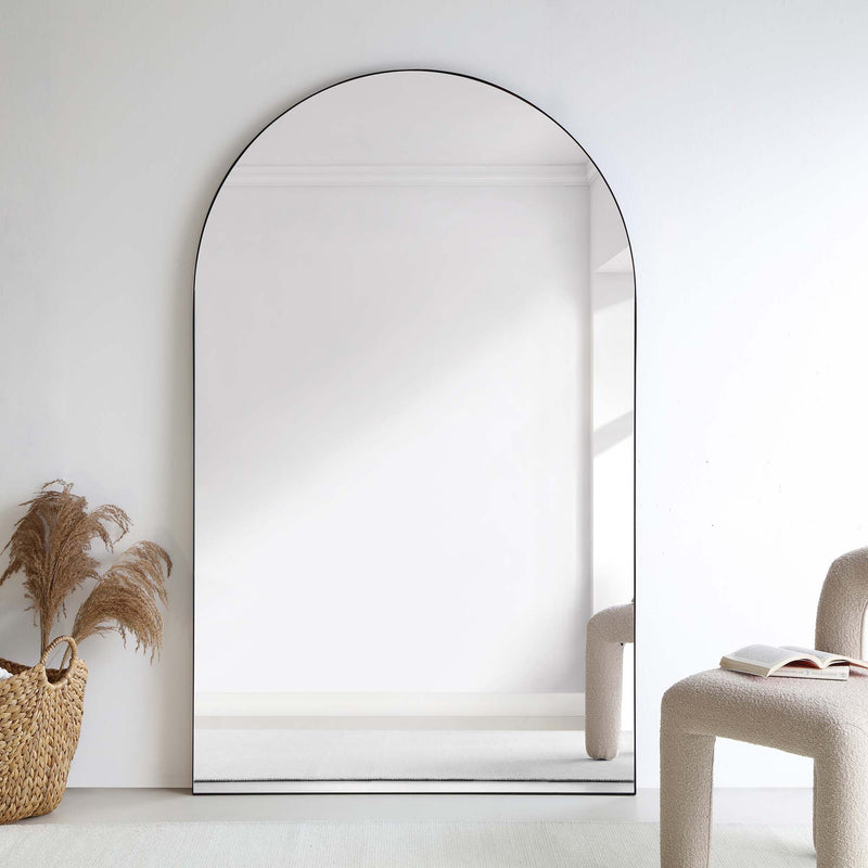 Eden Arched Full Length Metal Frame Mirror 180 x 110 cm, Black - daals