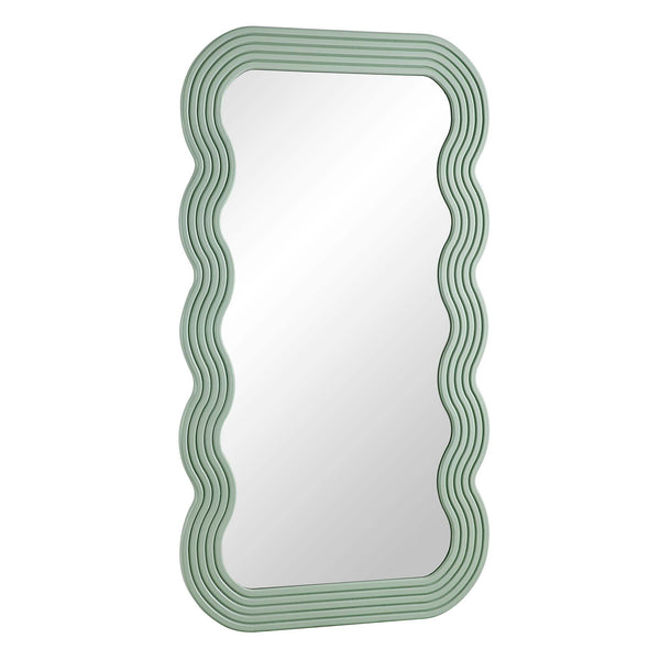 Venus Full Length Wave Mirror 180 x 100 cm, Sage Green