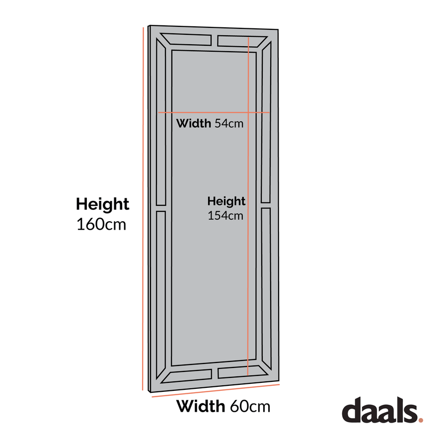 Edgeworth Washed White Full Length Wooden Frame Window Mirror 160 x 60 cm