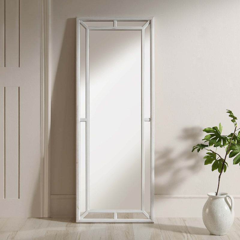 Edgeworth Washed White Full Length Wooden Frame Window Mirror 160 x 60 cm