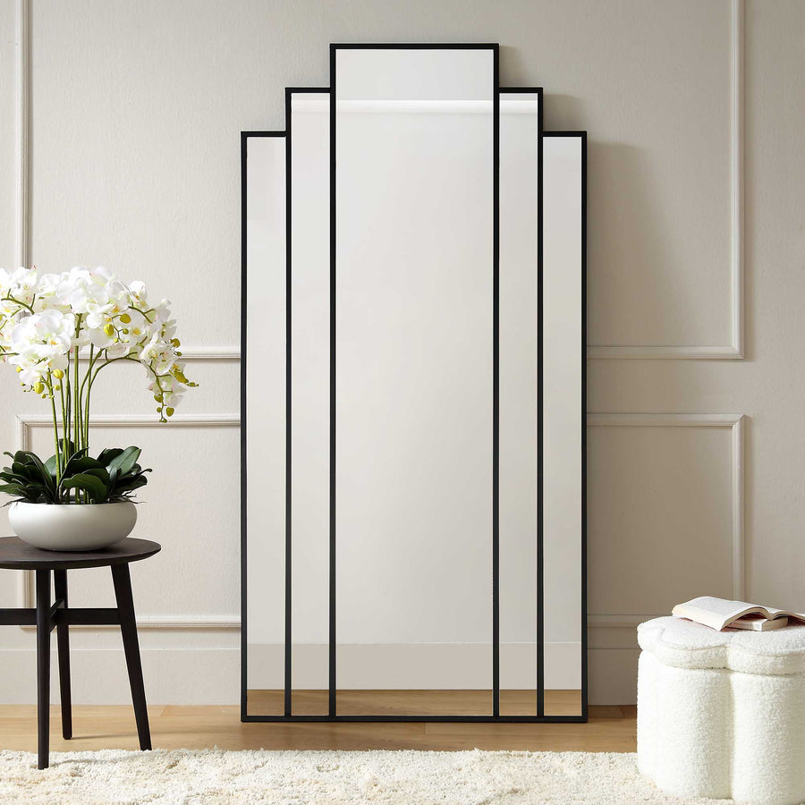 Sonia Black Metal Frame Art Deco Full Length Floor Mirror 179 x 90 cm