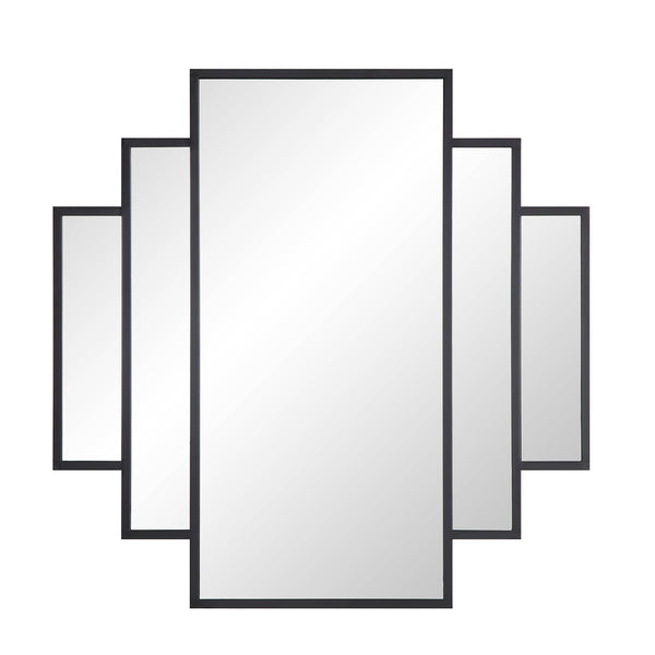 Sonia Black Metal Frame Art Deco Square Wall Mirror 90 x 90 cm