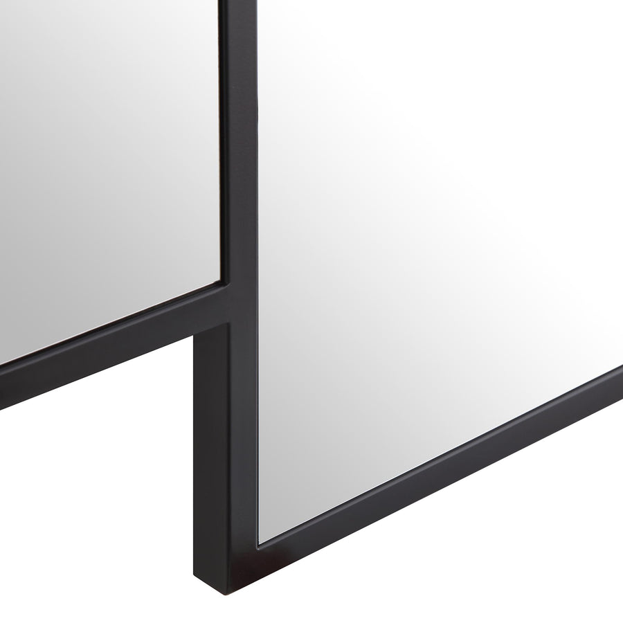 Sonia Black Metal Frame Art Deco Square Wall Mirror 90 x 90 cm