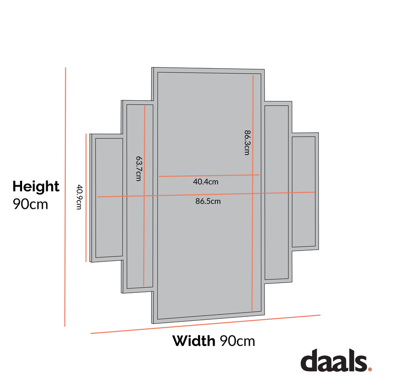 Sonia Black Metal Frame Art Deco Square Wall Mirror 90 x 90 cm