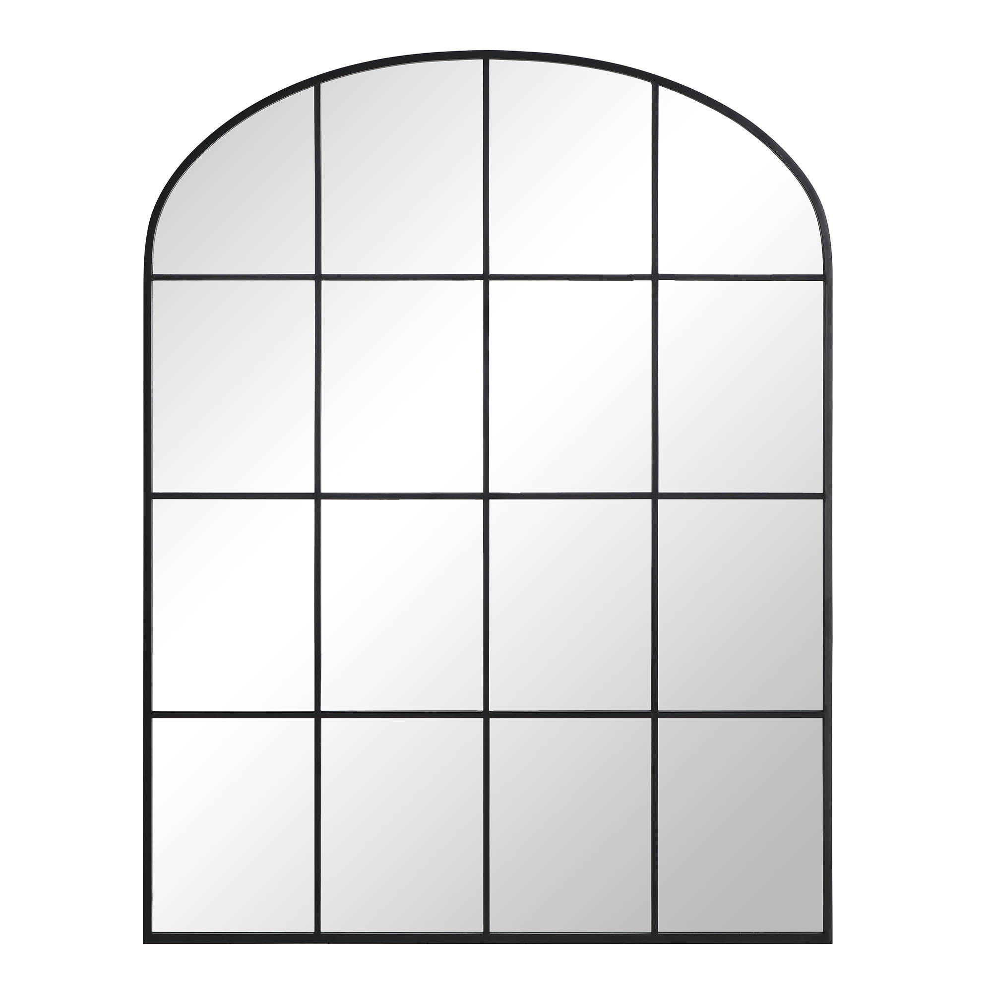 Portobello Arched Full Length Metal Frame Window Mirror 180 x 140 cm, Black