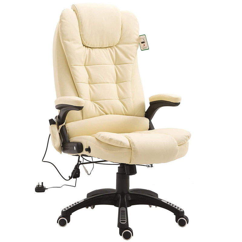 Executive Recline Padded Swivel Office Chair with Vibrating Massage Function, MM17 Cream - daals