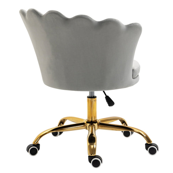 Hepburn Scalloped Swivel Chair (Grey Velvet)