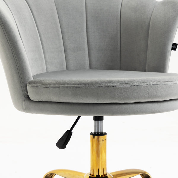Hepburn Scalloped Swivel Chair (Grey Velvet)