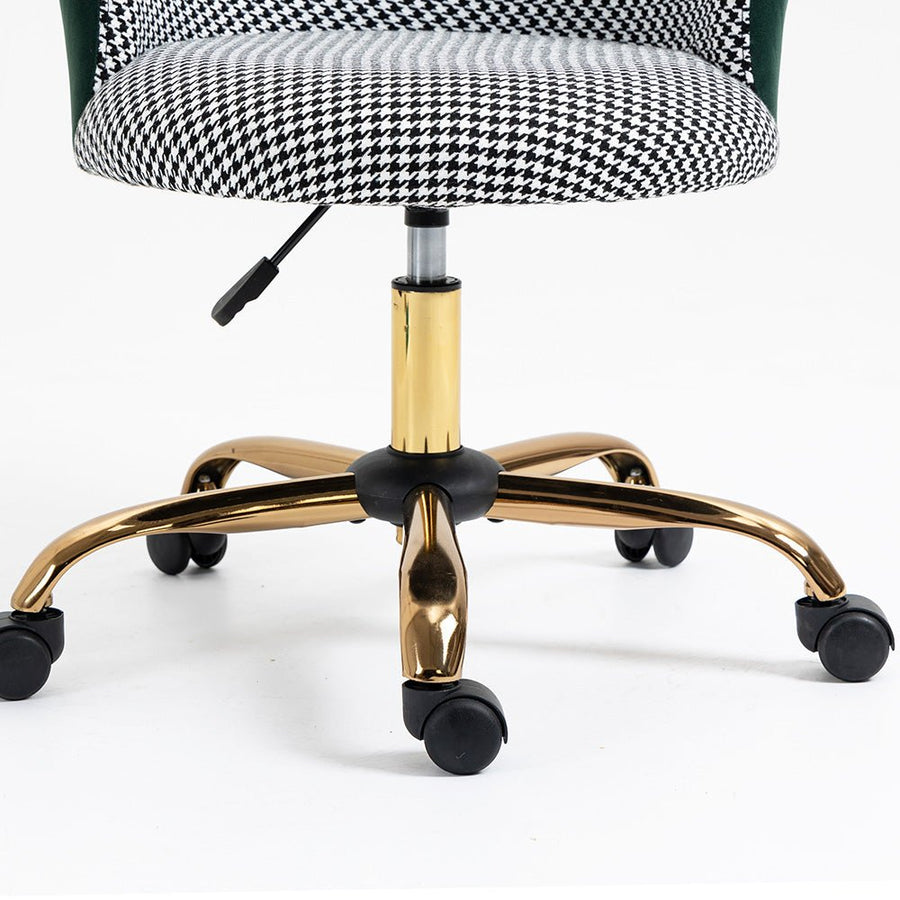Kylie Houndstooth and Velvet Swivel Chair - daals