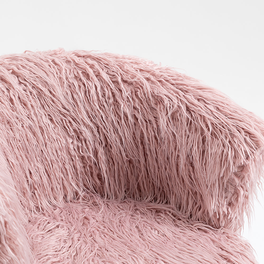 Kylie Plush Shaggy Faux Fur Swivel Chair, Pink