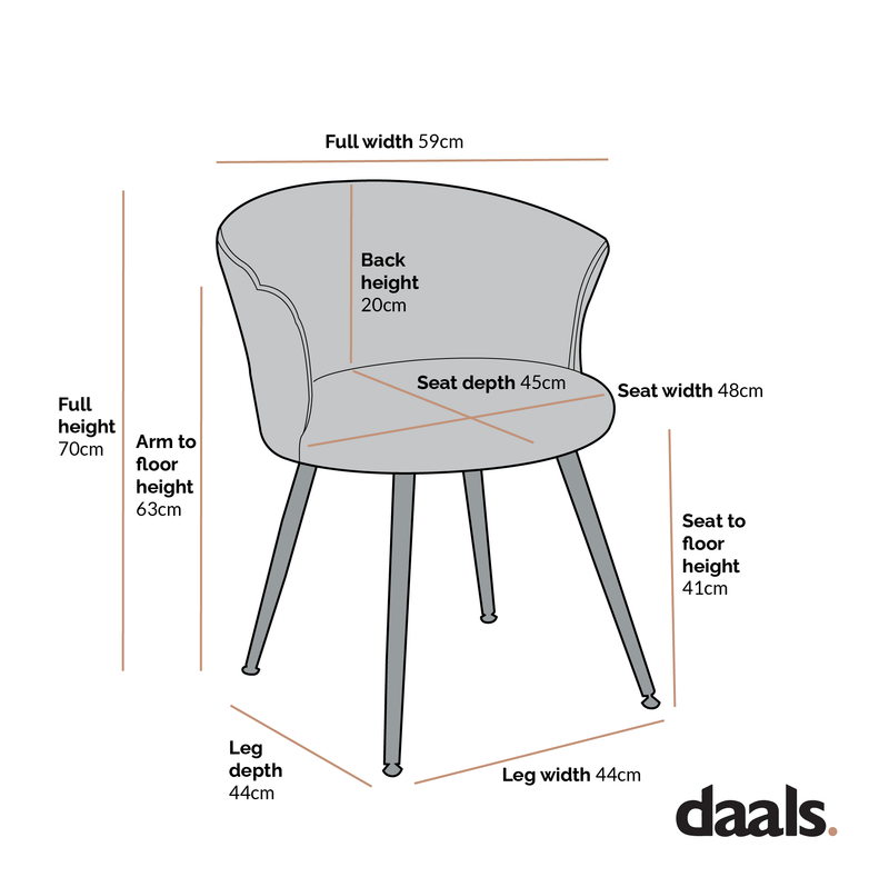 Kylie Set of 2 Orange Velvet Dining Chairs