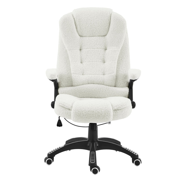 Executive Recline Extra Padded Office Chair Standard, MO17 White Teddy