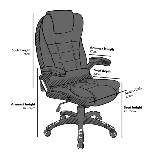 Cherry Tree Furniture Executive Recline Extra Padded Office Chair Standard, MO17 Black Fabric