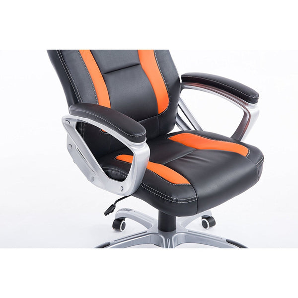 Gaming Racing Sport Swivel Office Chair in Black & Orange