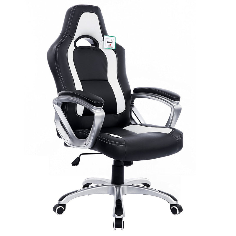 DaAls Racing Sport Swivel Office Chair in Black & White