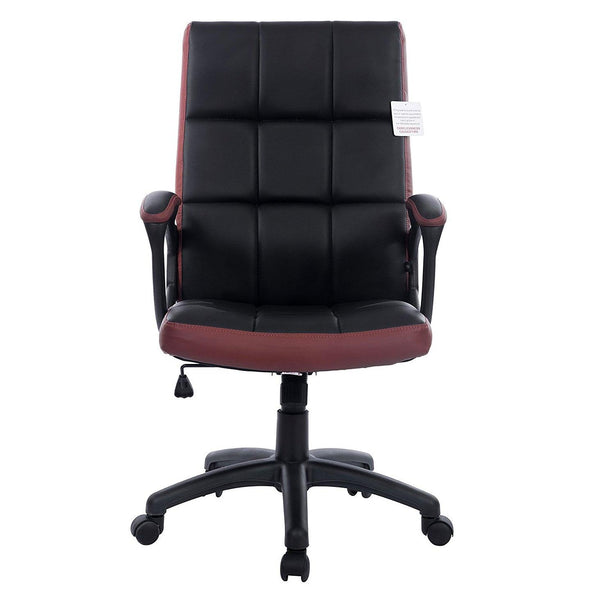 Waffle Contrasting Panels High Back PU Leather Swivel Executive Office Chair, Black & Brown - daals