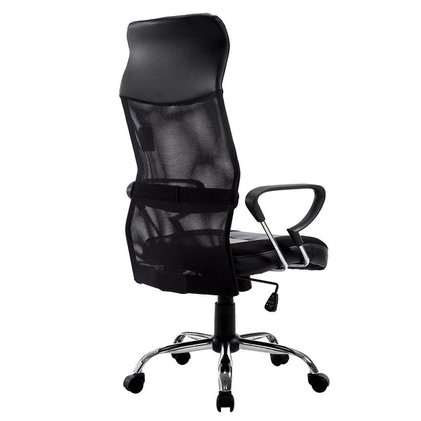 Sleek Design High Back Mesh Fabric Swivel Office Chair with Chrome Base, MO57 Black - daals