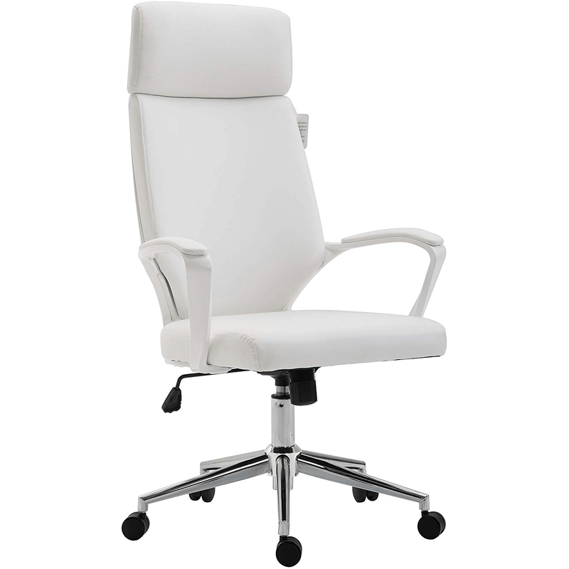 Cherry Tree Furniture High Back Modern Design PU Leather Swivel Office Chair Computer Desk Chair, MO68 White - daals