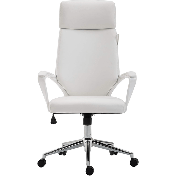 Cherry Tree Furniture High Back Modern Design PU Leather Swivel Office Chair Computer Desk Chair, MO68 White - daals