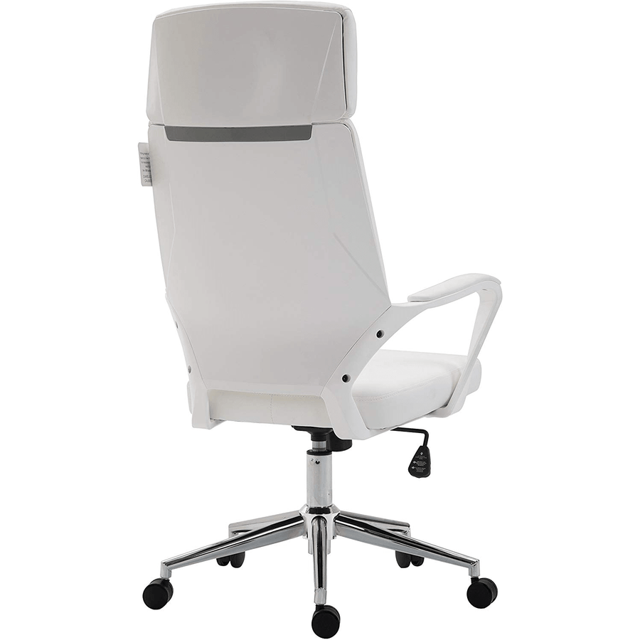 Cherry Tree Furniture High Back Modern Design PU Leather Swivel Office Chair Computer Desk Chair, MO68 White