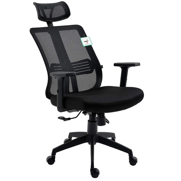 Black Mesh High Back Executive Office Chair Swivel Desk Chair with Synchro-Tilt, Adjustable Armrest & Headrest - daals