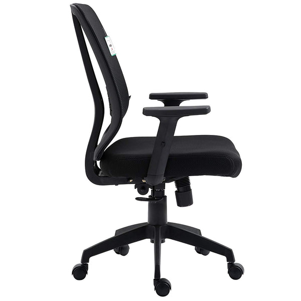 Black Mesh Medium Back Executive Office Chair Swivel Desk Chair with Synchro-Tilt, Adjustable Armrests - daals