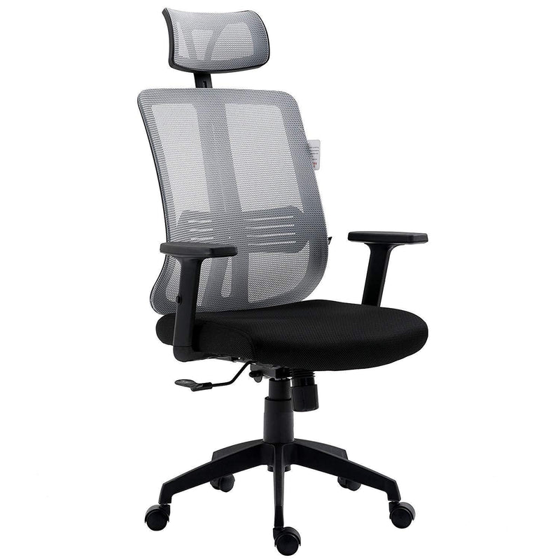Grey Mesh High Back Executive Office Chair Swivel Desk Chair with Synchro-Tilt, Adjustable Armrest & Headrest - daals
