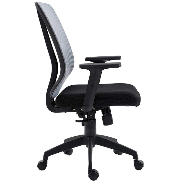 Grey Mesh Medium Back Executive Office Chair Swivel Desk Chair with Synchro-Tilt, Adjustable Armrests - daals