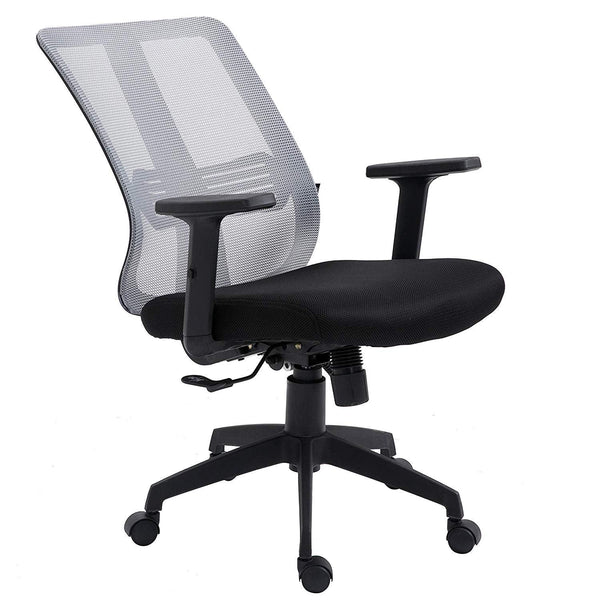 Grey Mesh Medium Back Executive Office Chair Swivel Desk Chair with Synchro-Tilt, Adjustable Armrests - daals