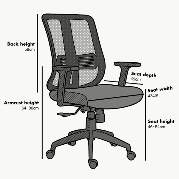 Black Mesh Medium Back Executive Office Chair Swivel Desk Chair with Synchro-Tilt, Adjustable Armrests - daals