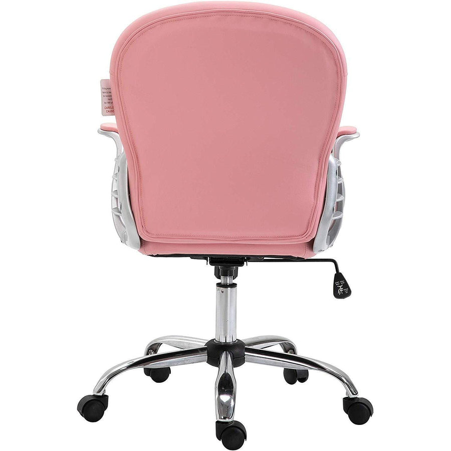 Pink Faux Leather Chesterfield Swivel Chair