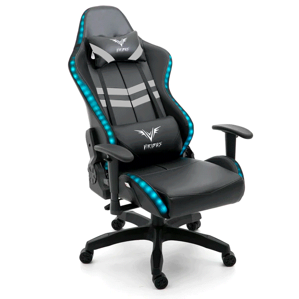 VIRIBUS X1 Office Gaming Chair with 12-Colour LED Lights, Black and Grey