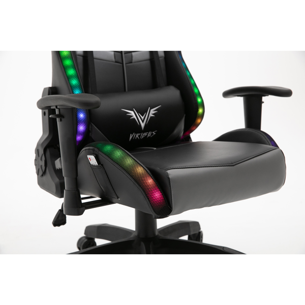 VIRIBUS X1 Office Gaming Chair with 12-Colour LED Lights, Black and Grey