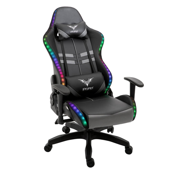 VIRIBUS X1 Office Gaming Chair with 12-Colour LED Lights, Black and Grey