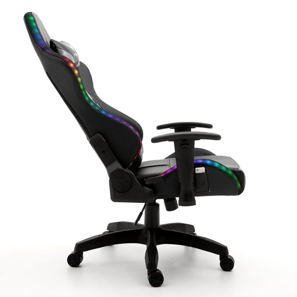 VIRIBUS X1 Office Gaming Chair with 12-Colour LED Lights, Black and Grey