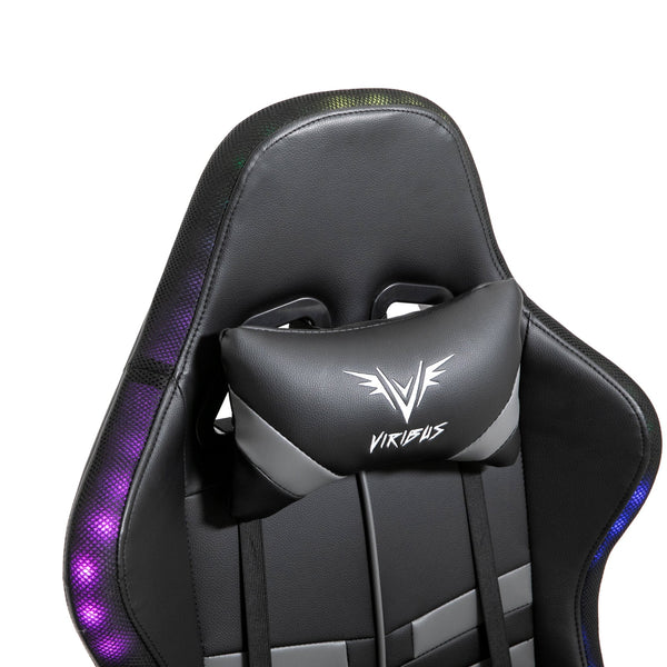 VIRIBUS X1 Office Gaming Chair with 12-Colour LED Lights, Black and Grey