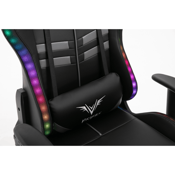 VIRIBUS X1 Office Gaming Chair with 12-Colour LED Lights, Black and Grey