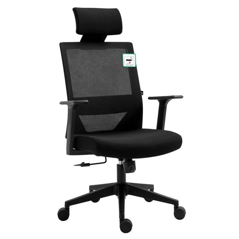 Joni High Back Mesh Office Chair with Headrest in Black