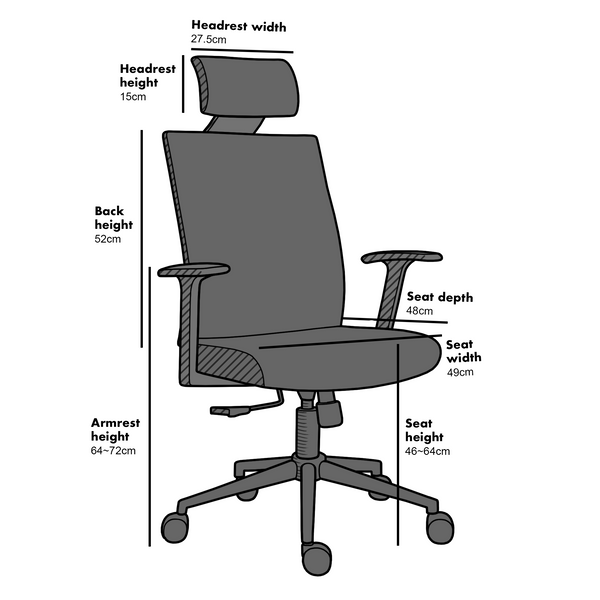 Joni High Back Mesh Office Chair with Headrest in Black