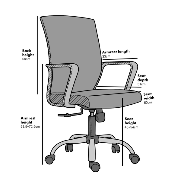 Haru Mid Back Mesh Office Chair in Black