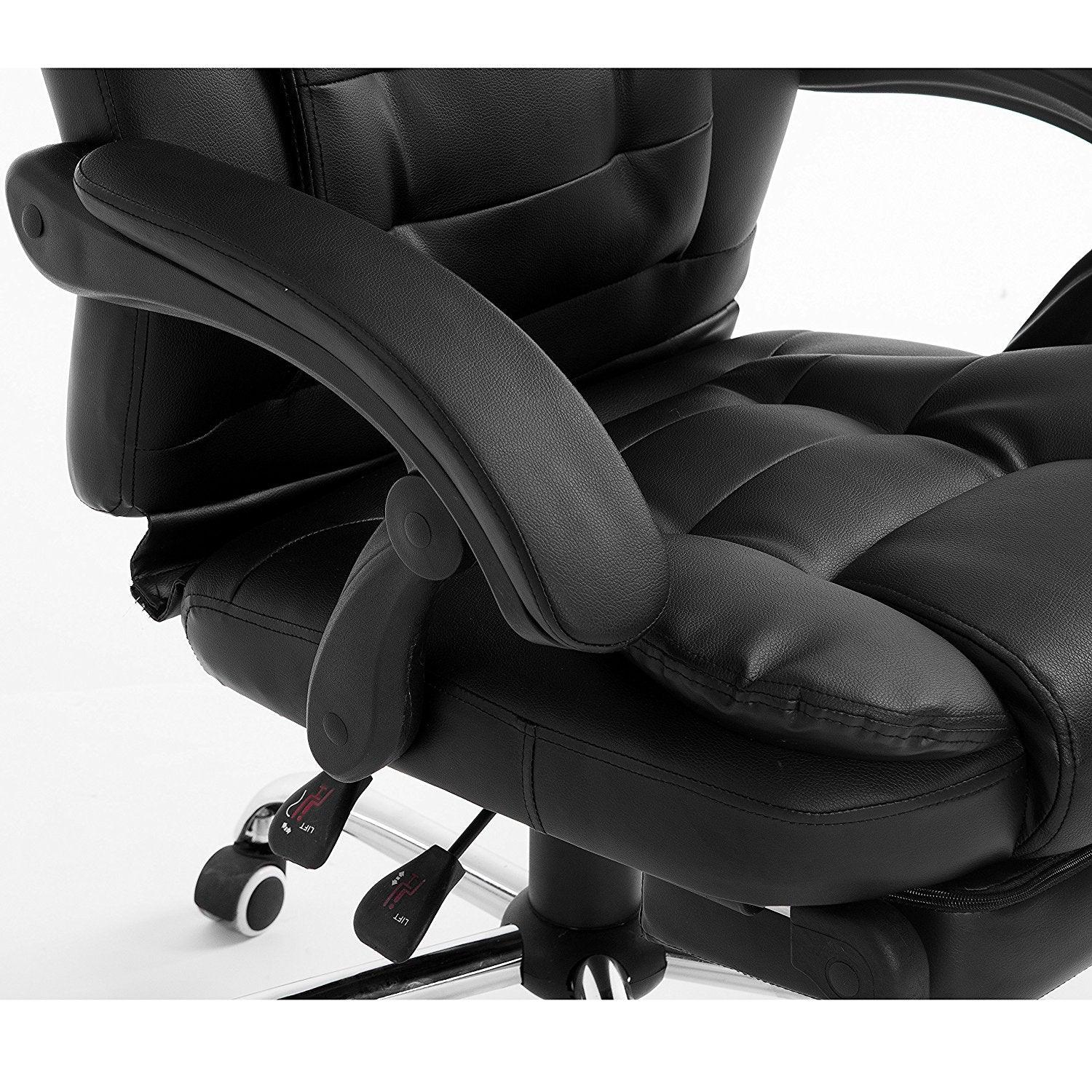 High Back Real Leather Computer Chair Luxury Extra Padded High