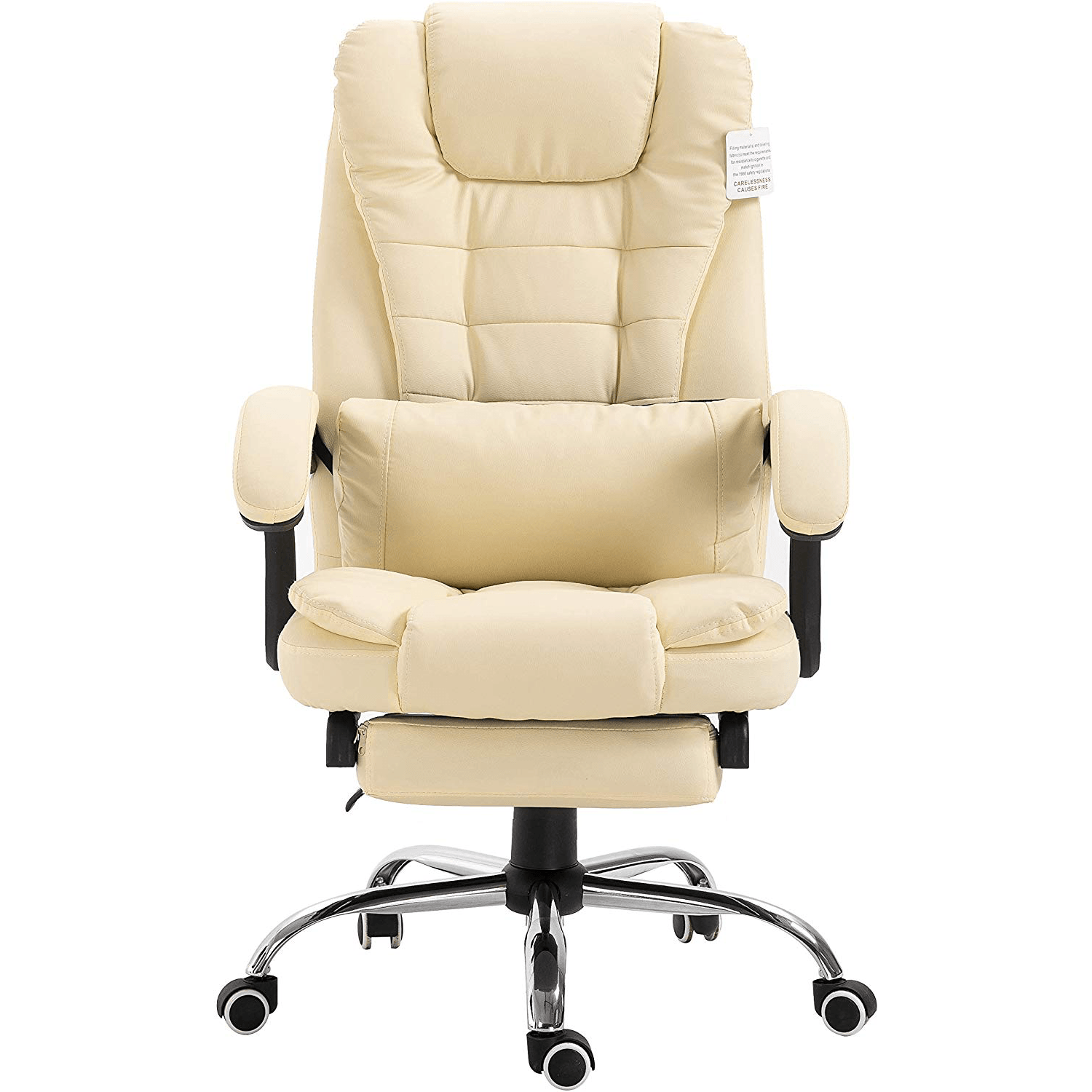 Reclining Desk Chair with Footrest, Headrest and Lumbar Cushion