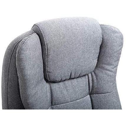 Executive Reclining Desk Chair with Footrest, Headrest and Lumbar Cushion Support, Grey Fabric