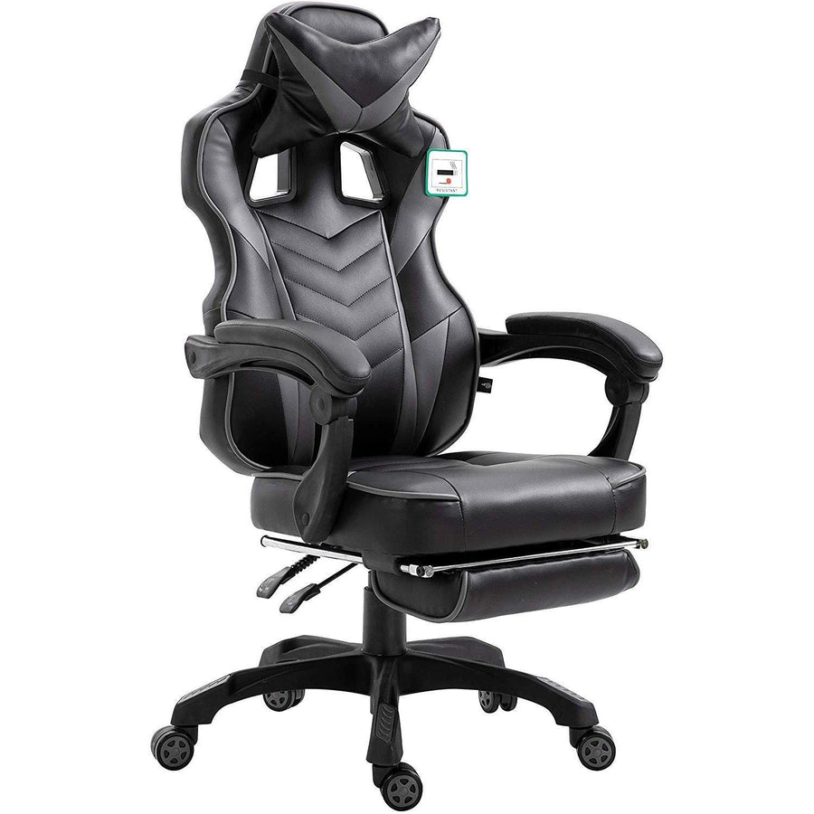 Cherry Tree Furniture High Back Recliner Gaming Chair with Cushion & Retractable Footrest Black & Grey
